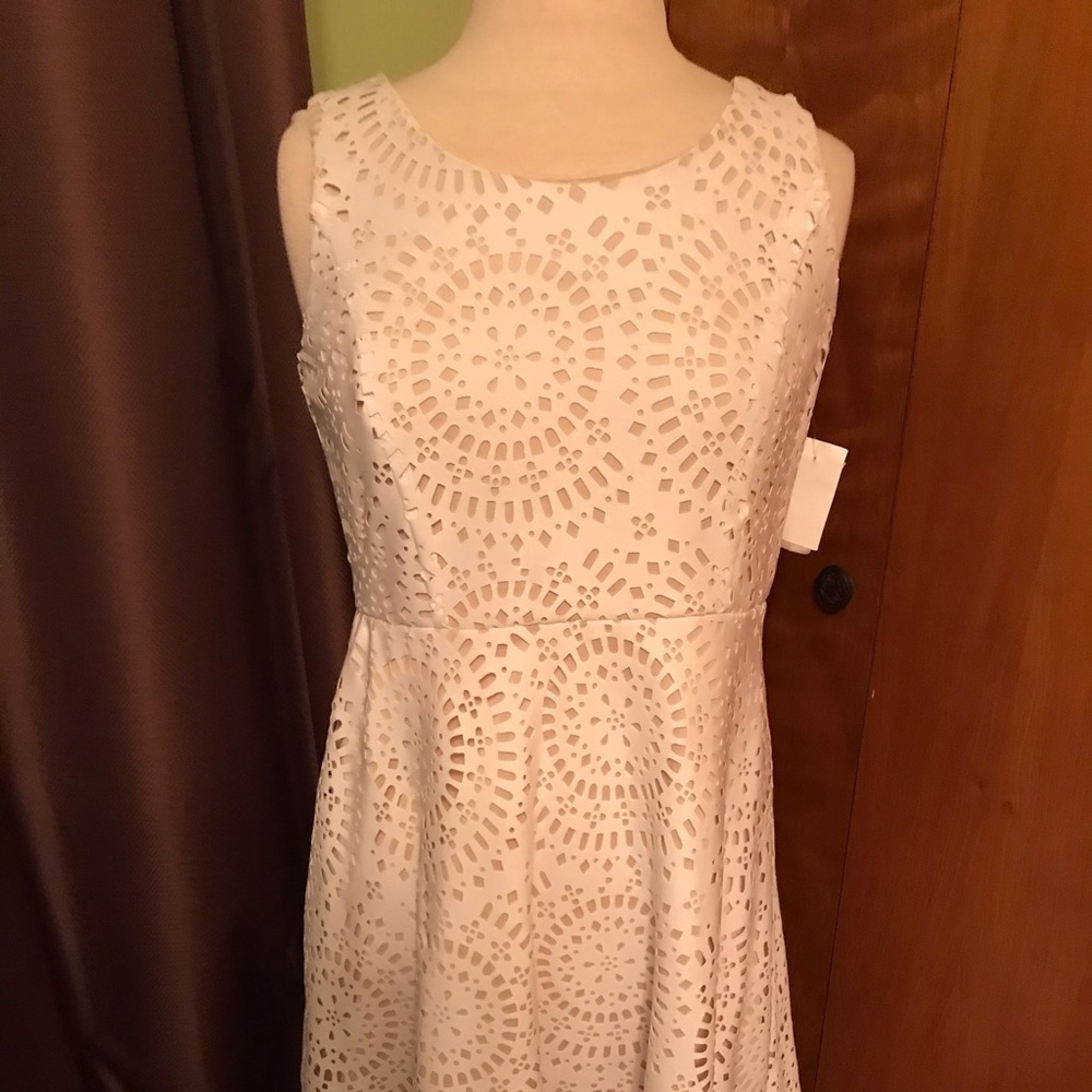 Laser cut faux leather dress